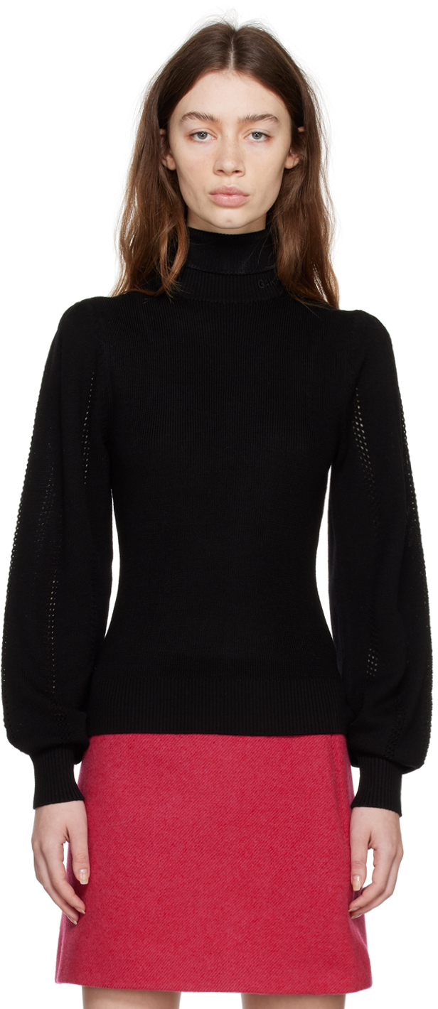 GANNI Black Lace Turtleneck