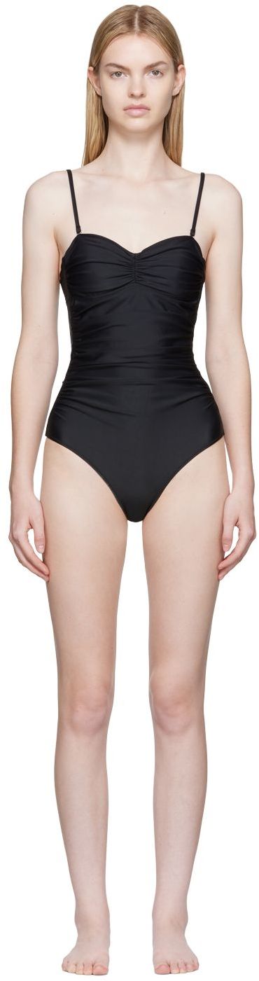 GANNI Black Ruched One-Piece Swimsuit
