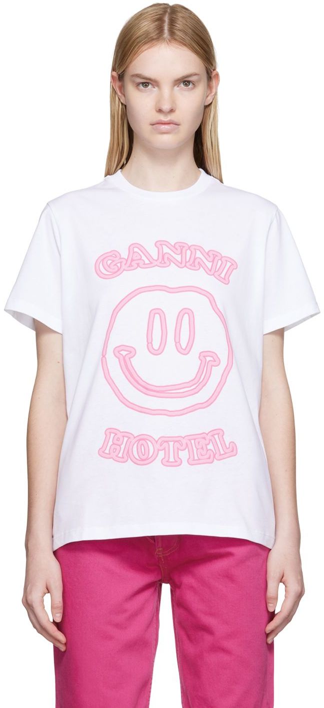 GANNI White 'Ganni Hotel' T-Shirt
