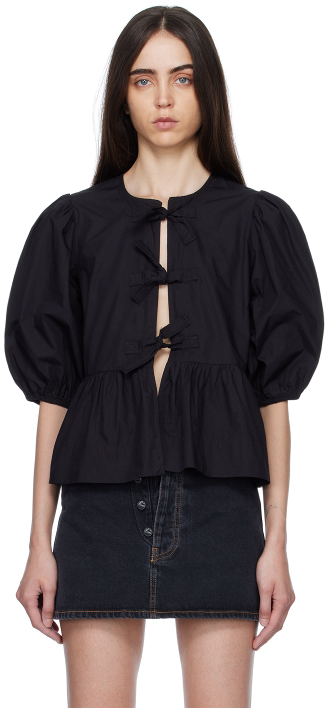 25080円 最大66%OFFクーポン ガニー レディース シャツ トップス puff-sleeved peplum blouse BLACK