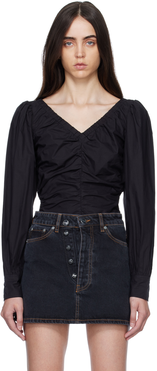 Black Ruched Blouse