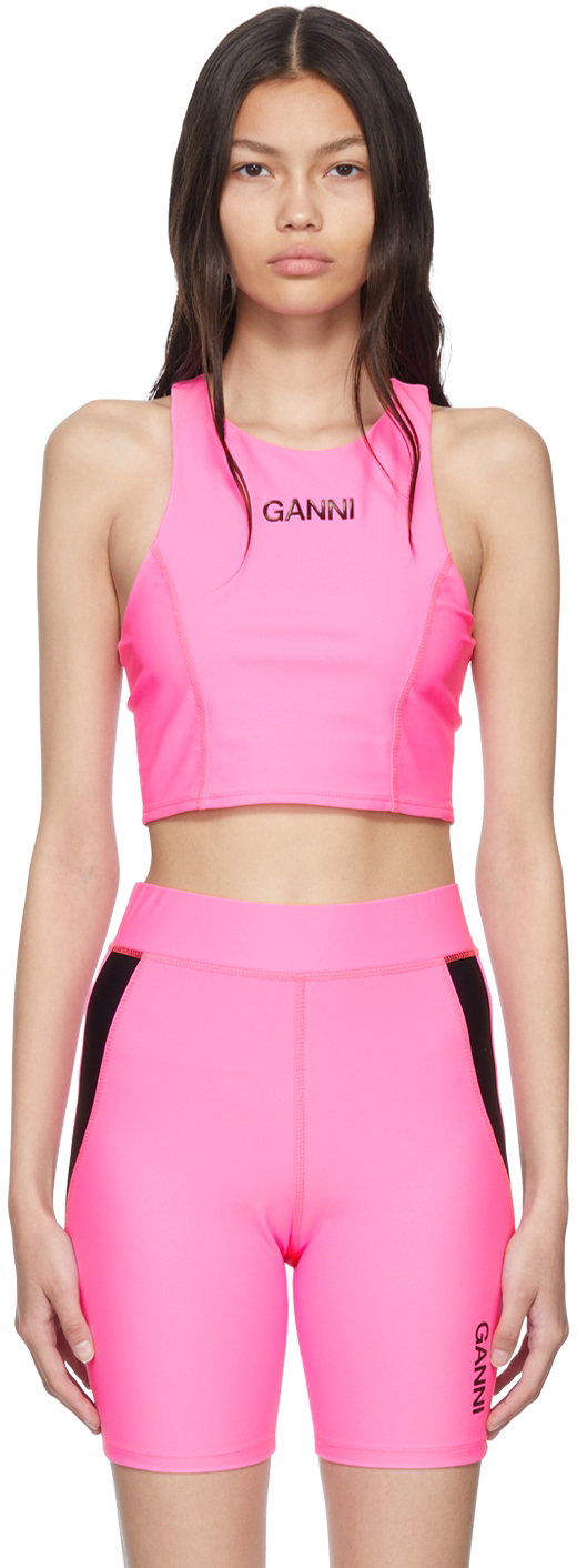 Ganni Ssense Exclusive Pink Sport Top In Carmine Rose