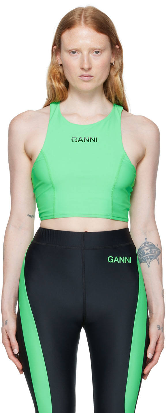 Ganni Ssense Exclusive Green Sport Top In Kelly Green
