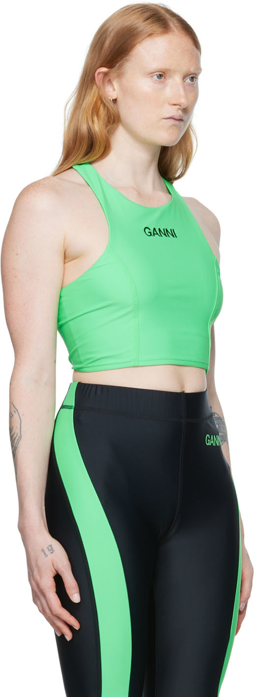 Ganni Ssense Exclusive Green Sport Top In Kelly Green