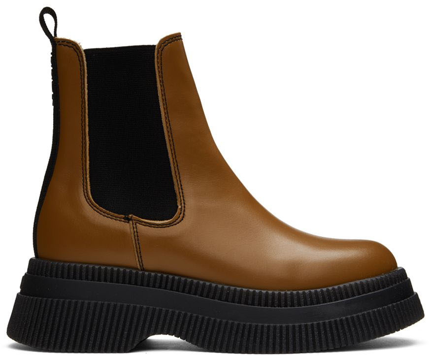 GANNI Brown Chunky Chelsea Boots