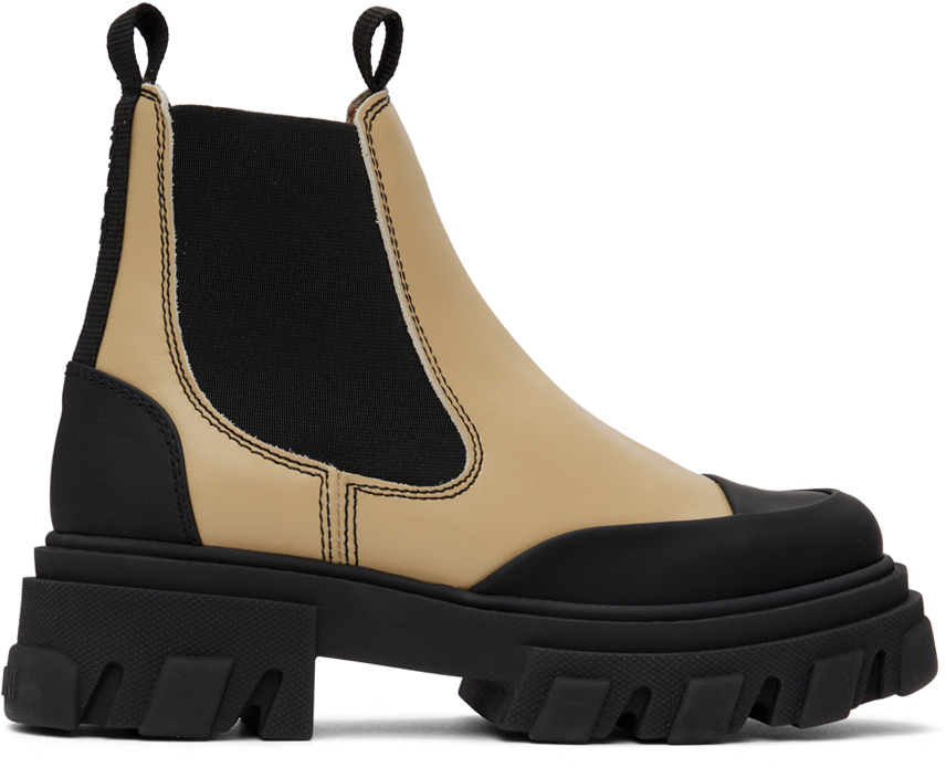 GANNI Beige Cleated Low Chelsea Boots