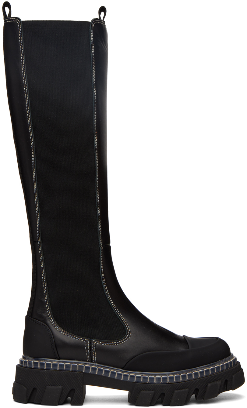 GANNI Black Cleated Tall Boots