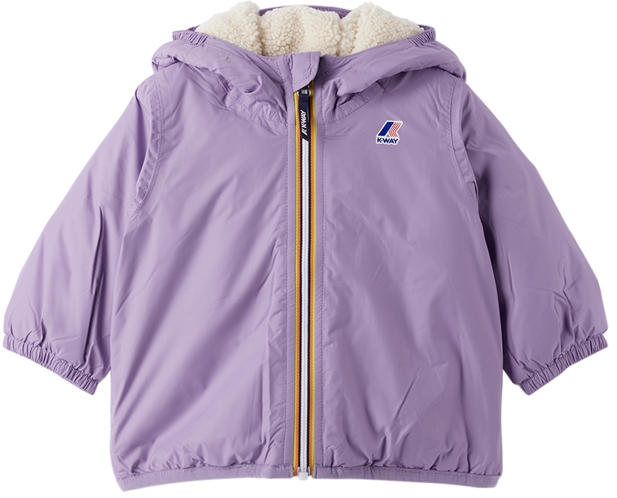 K-way Baby Purple 3.0 Claudine Orsetto Jacket In A00-ecru-violet Lave