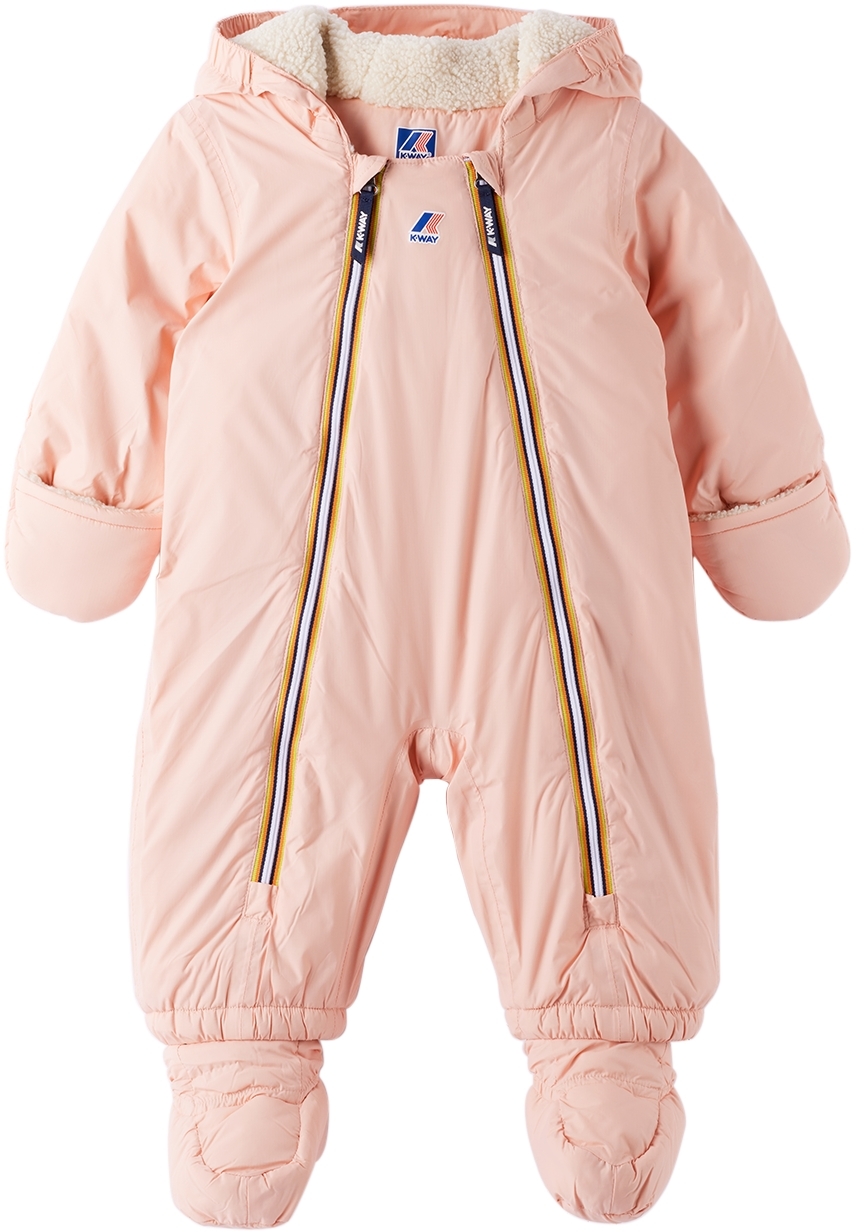 Shop K-way Baby Pink 3.0 Snotty Orsetto Snowsuit In C05 Ecru-pink Intens