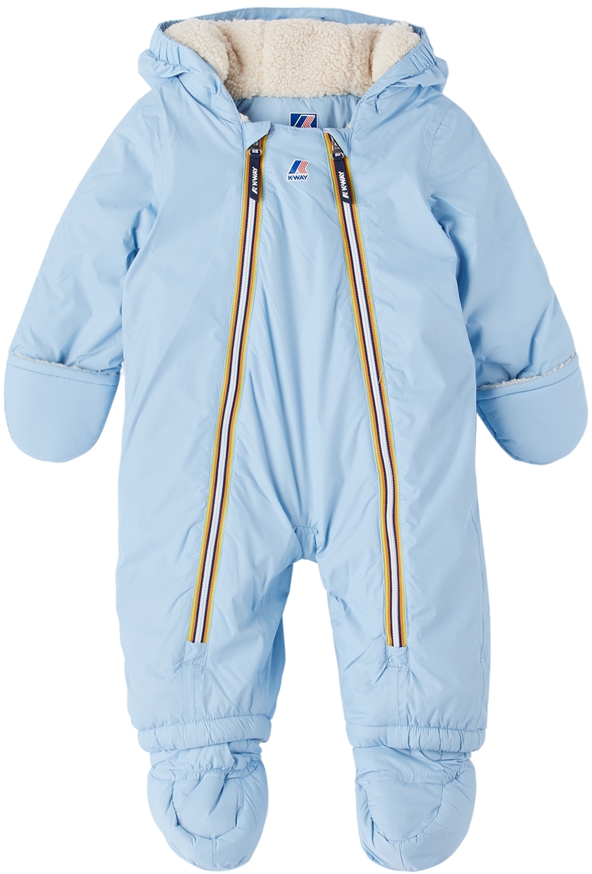 Shop K-way Baby Blue Snotty Orsetto Snowsuit In C0b Ecru-azure Lt Ma