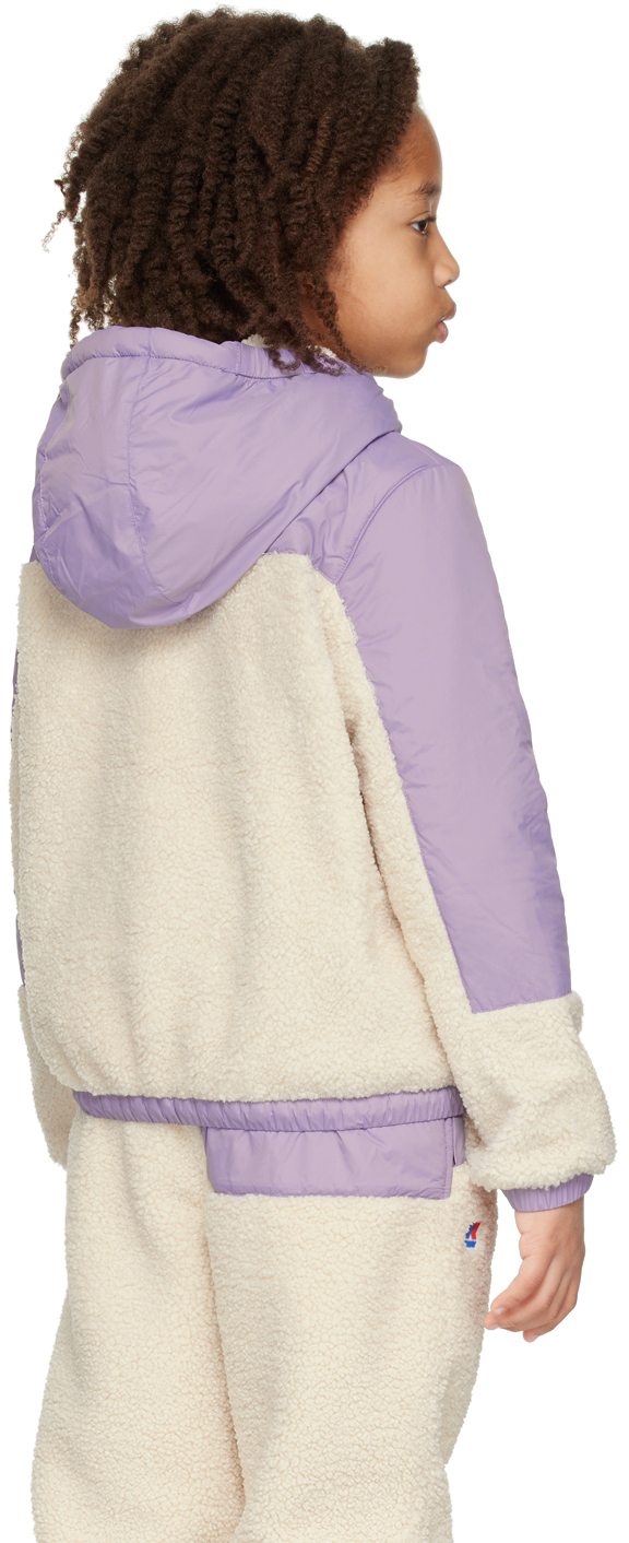 K-way Kids Purple & Off-white 3.0 Neige Orsetto Jacket In A00 Ecru-violet Lave