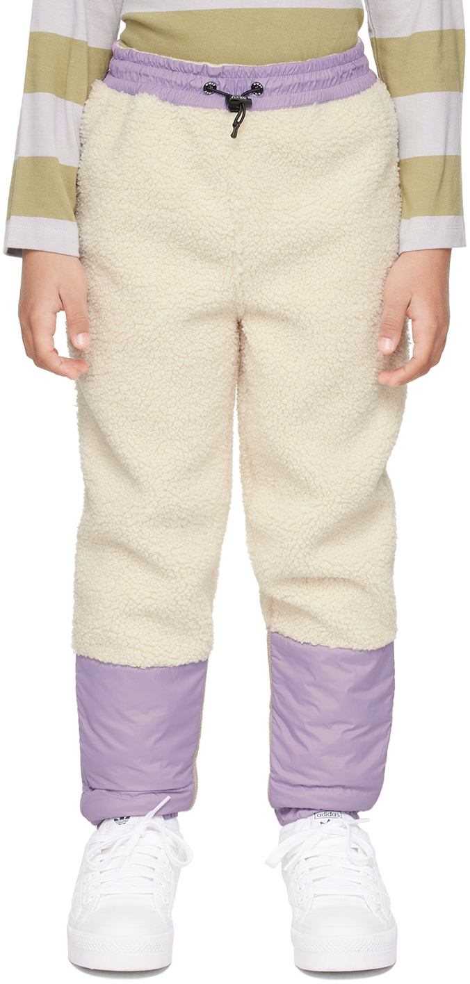 K-way Kids Purple & Off-white Paneled Lounge Pants In A00 Ecru-violet Lave