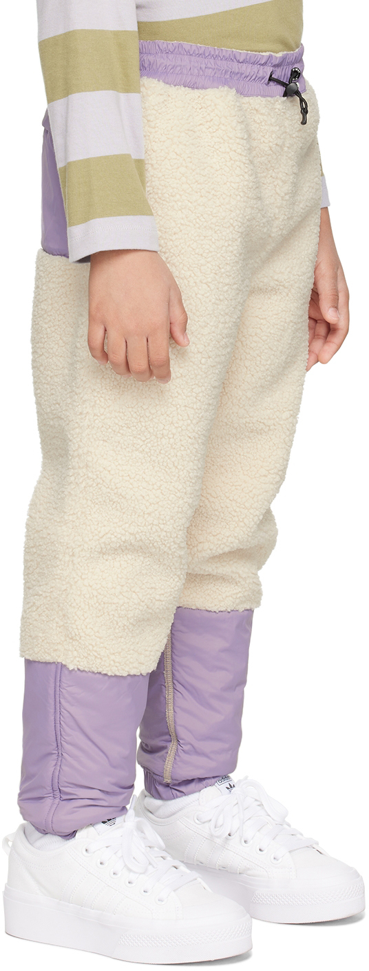 K-way Kids Purple & Off-white Paneled Lounge Pants In A00 Ecru-violet Lave