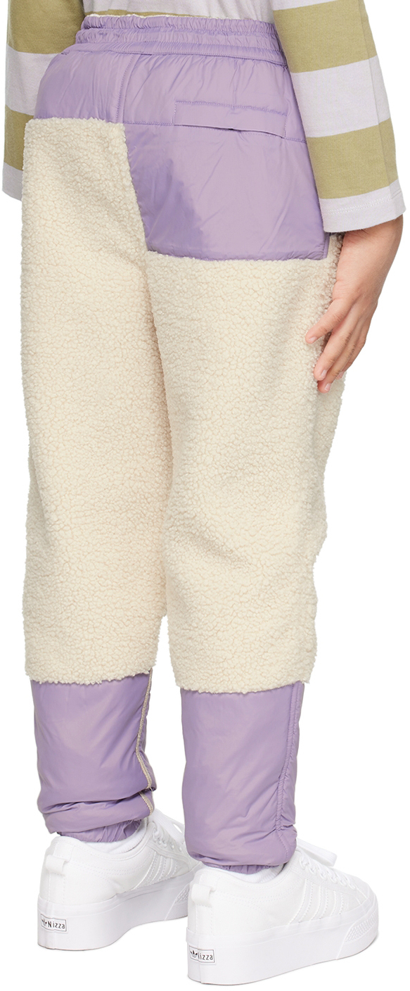 K-way Kids Purple & Off-white Paneled Lounge Pants In A00 Ecru-violet Lave