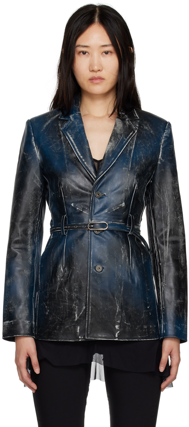 KNWLS Blue Amr Leather Jacket