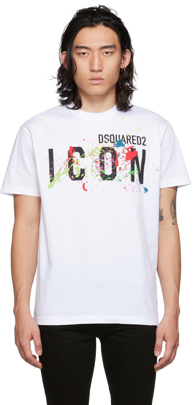 Dsquared2 White Icon Splatter T-Shirt