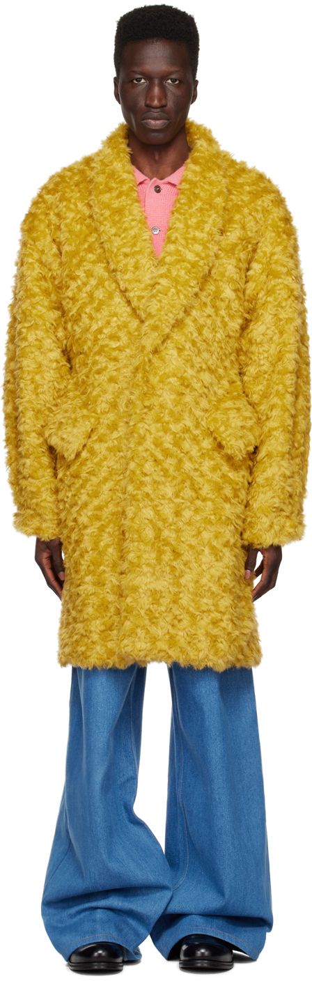 Yellow Shawl Collar Coat