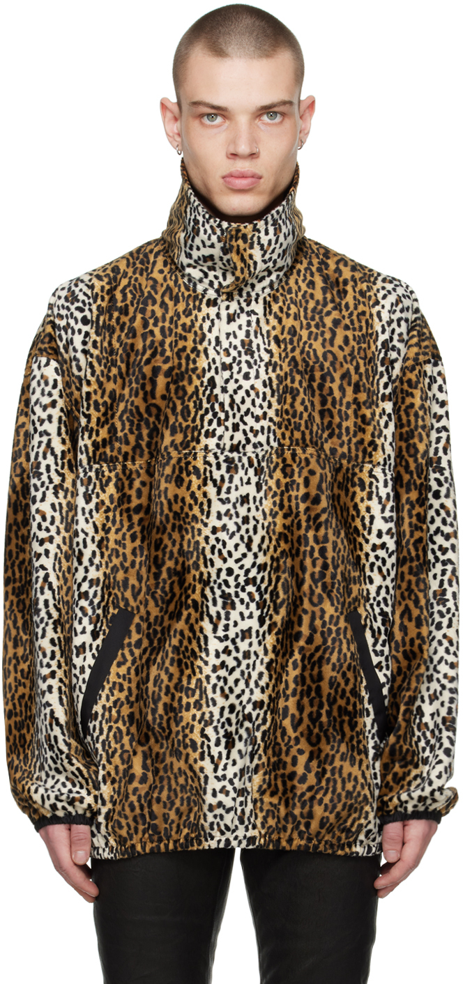 Situationist Brown Reversible Faux-fur Jacket In Black/leopard