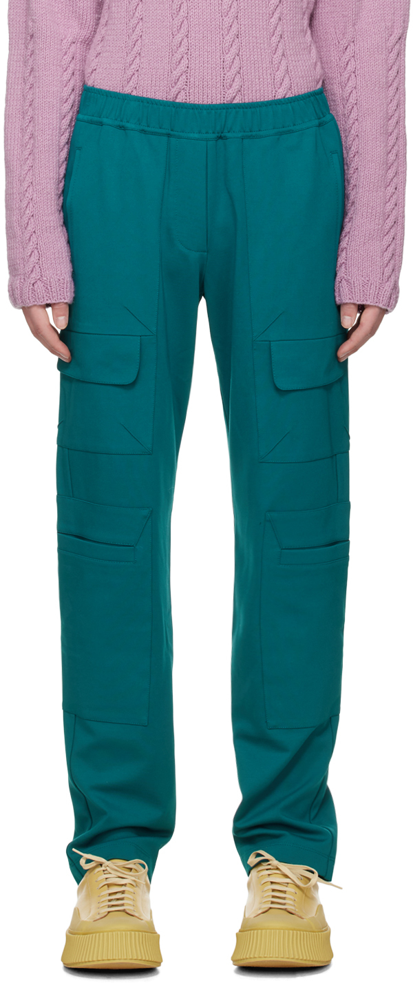 Blue Paneled Cargo Pants