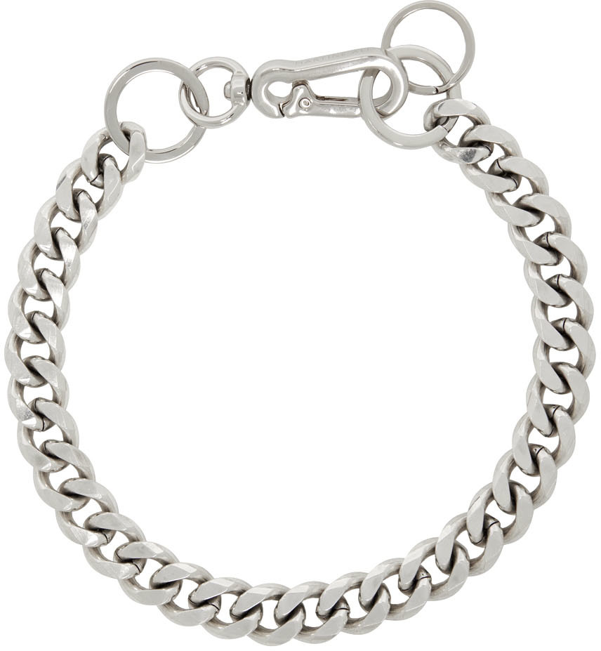 Mens Jewellery Necklaces Martine Ali Ssense Exclusive Zak Lock Necklace in Silver Metallic for Men 