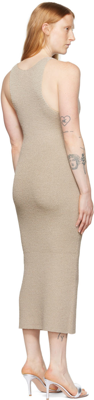 Helmut Lang Tan Ribbon Midi Dress In Tan - E0l