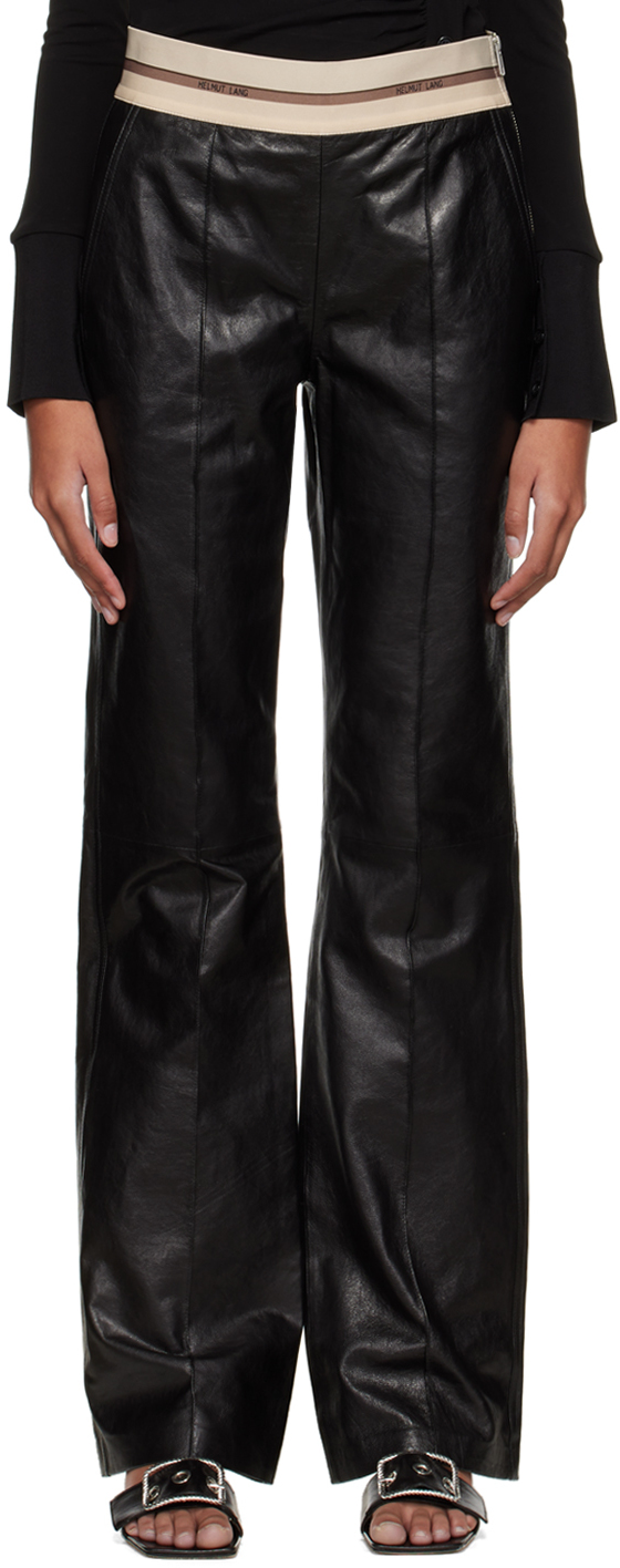 Black Paneled Leather Pants SSENSE Women Clothing Pants Leather Pants 
