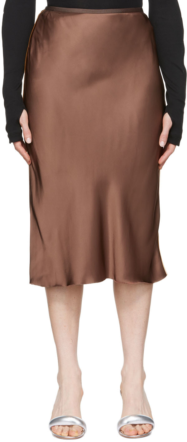 Brown Slip Midi Skirt