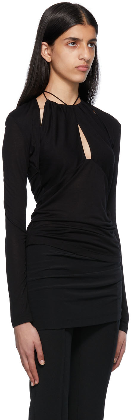 Helmut Lang Black Ls Halter Top In Basalt Black