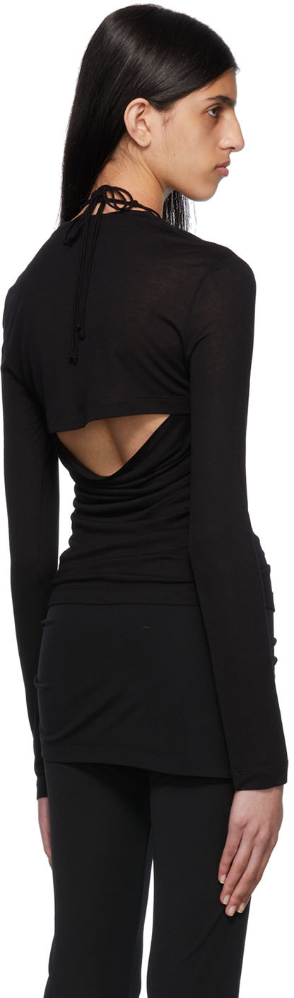 Helmut Lang Black Ls Halter Top In Basalt Black