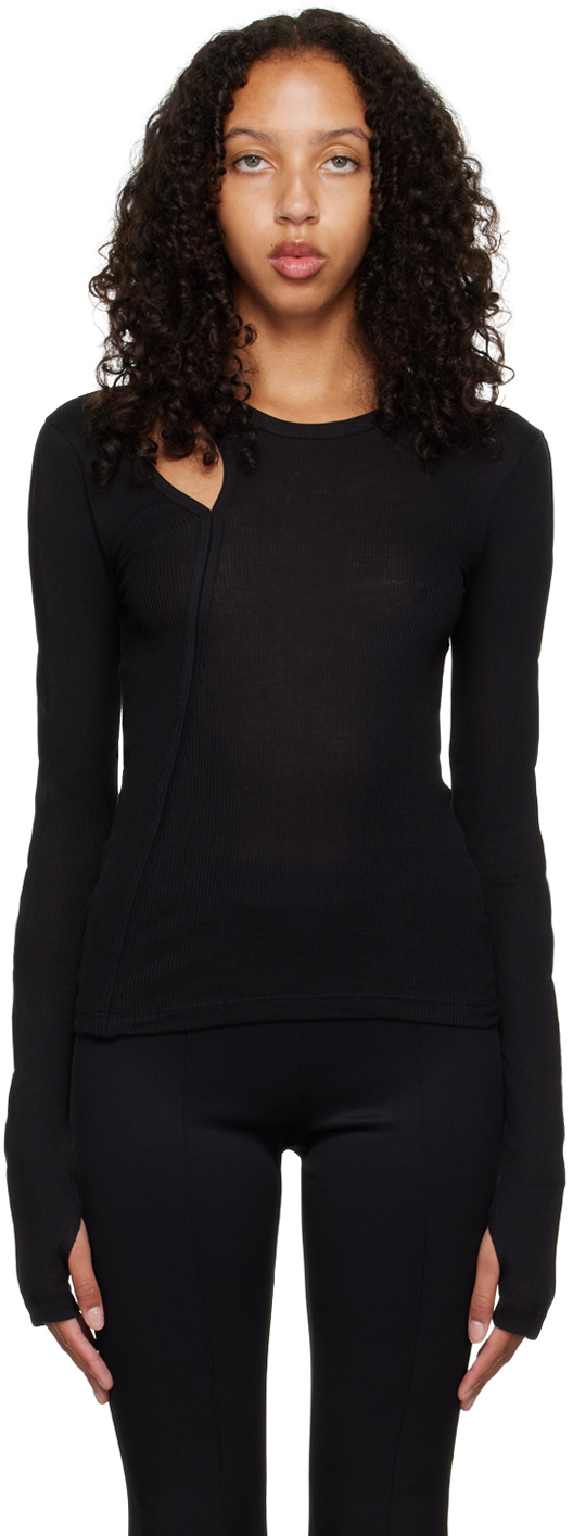 Helmut Lang: Black Slash Long Sleeve T-Shirt | SSENSE