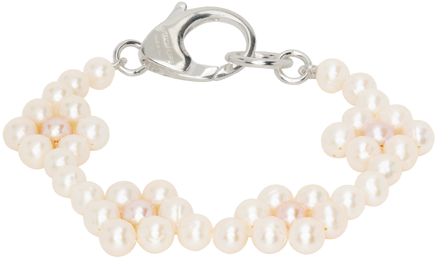 SSENSE Men Accessories Jewelry Bracelets & White Classic Pearl Bracelet 