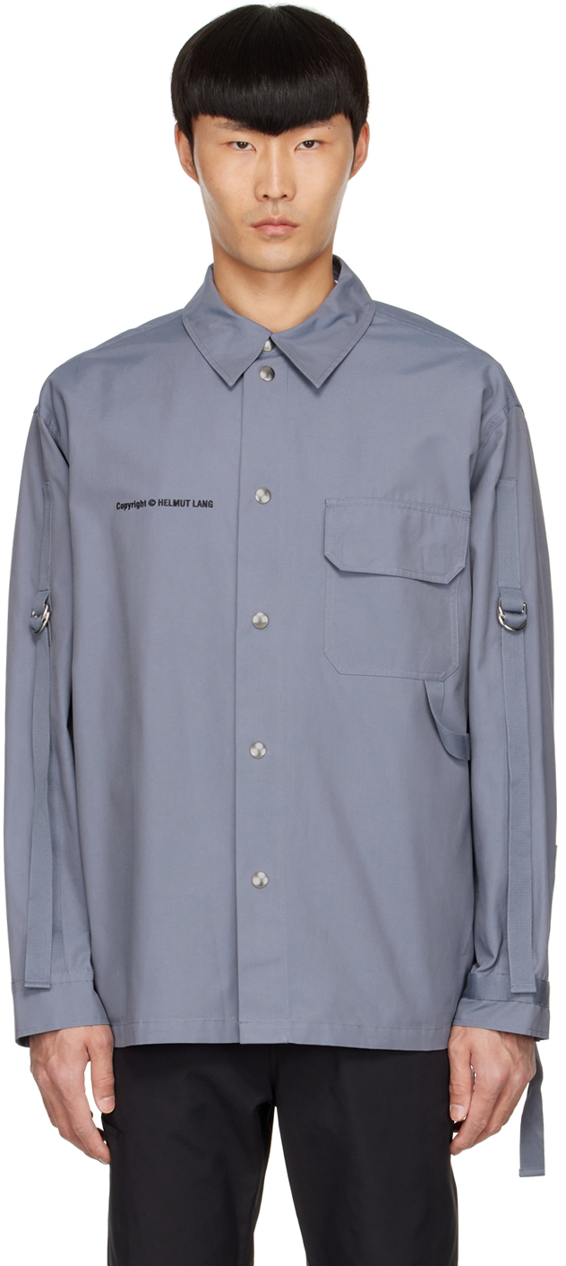Grey Helmut Lang Synthetic Logo Embroidered Buttoned Overshirt in Grey Mens Clothing Shirts Casual shirts and button-up shirts for Men 