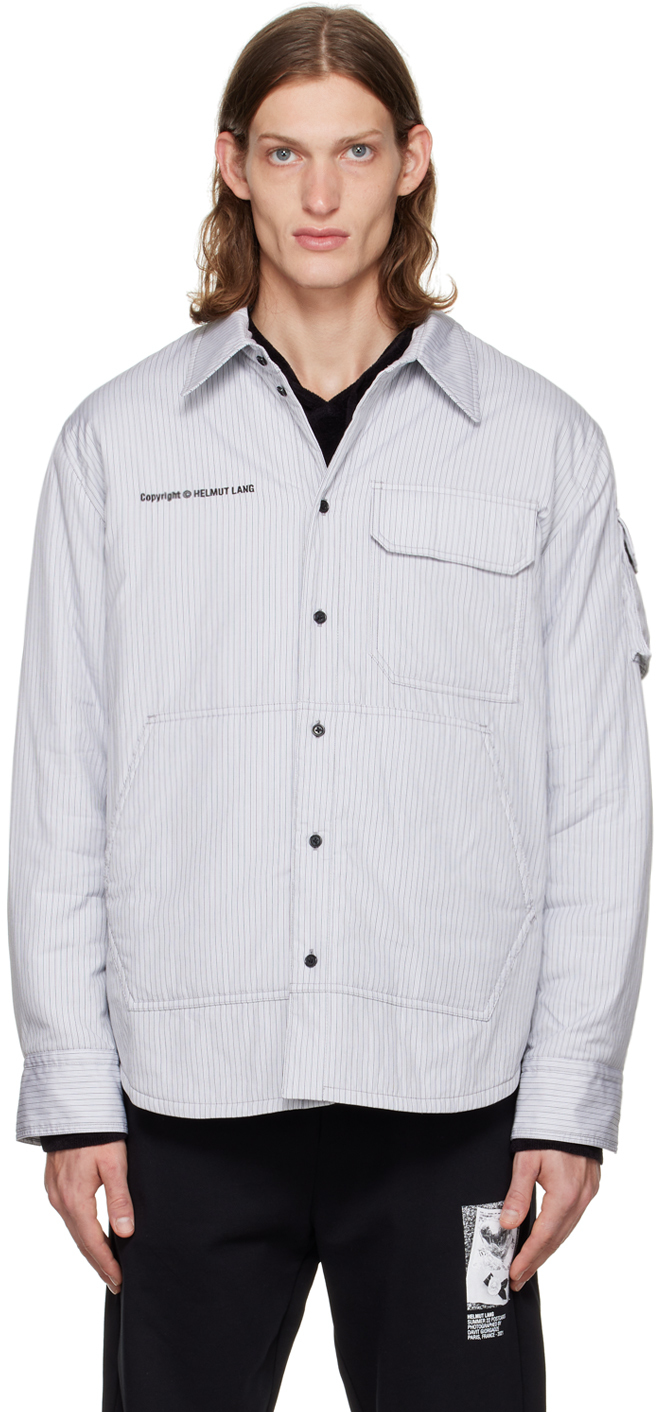 Helmut Lang White Striped Shirt In Black/white Grey - Z