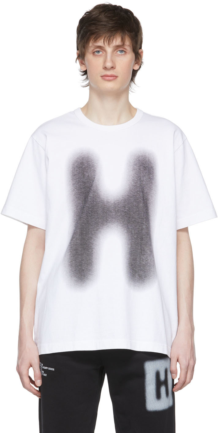 sur Umeki Moske White Cotton T-Shirt by Helmut Lang on Sale