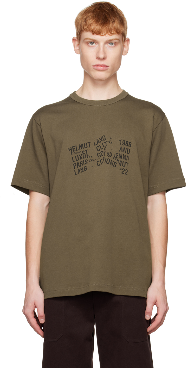 Helmut Lang: Brown Crumple T-Shirt | SSENSE UK