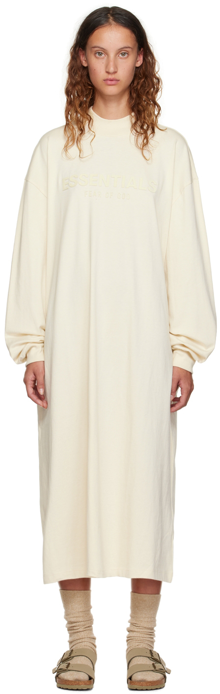 Off-White Long Sleeve Midi Dress
