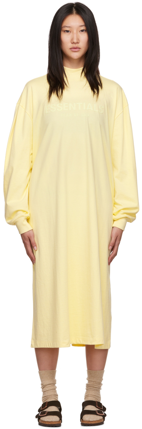 Yellow Long Sleeve Midi Dress by Fear of God ESSENTIALS on Sale