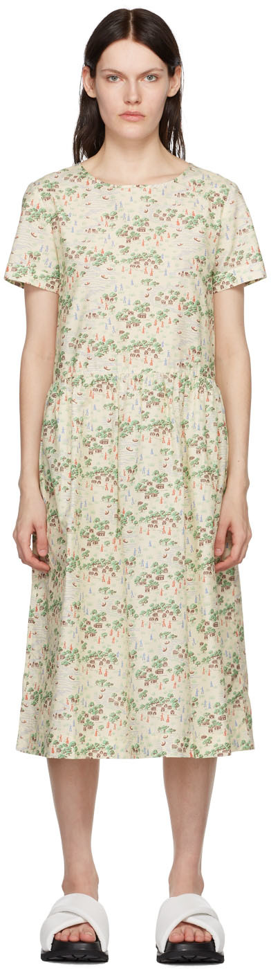 Ymc You Must Create Floral-print Short-sleeved Midi Dress In 90-multi