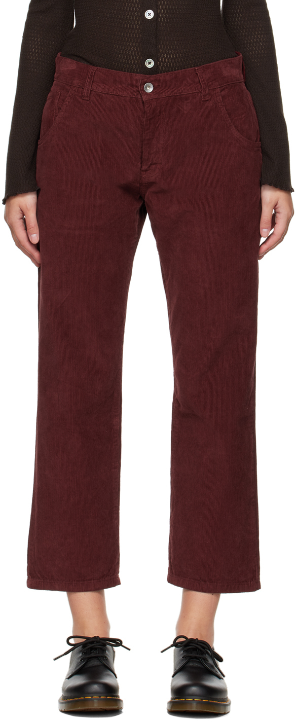 Shop Ymc You Must Create Burgundy Geanie Trousers