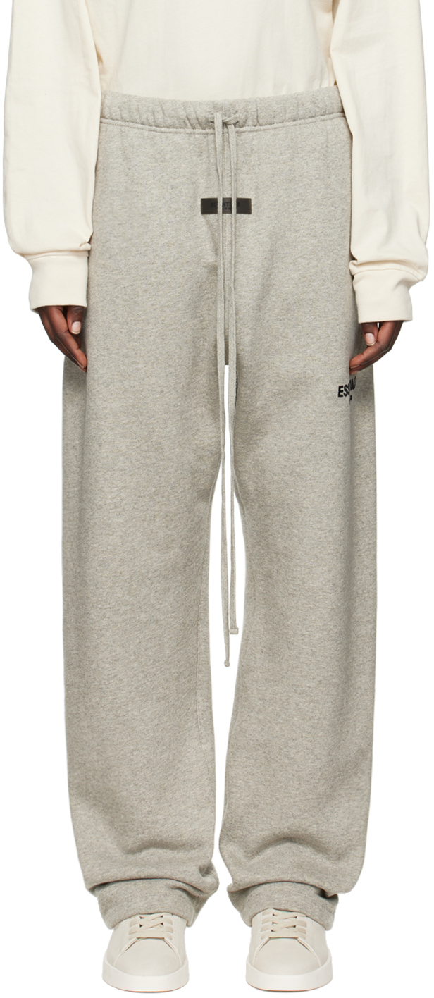 Essentials Gray Relaxed Lounge Pants In Dark Oatmeal