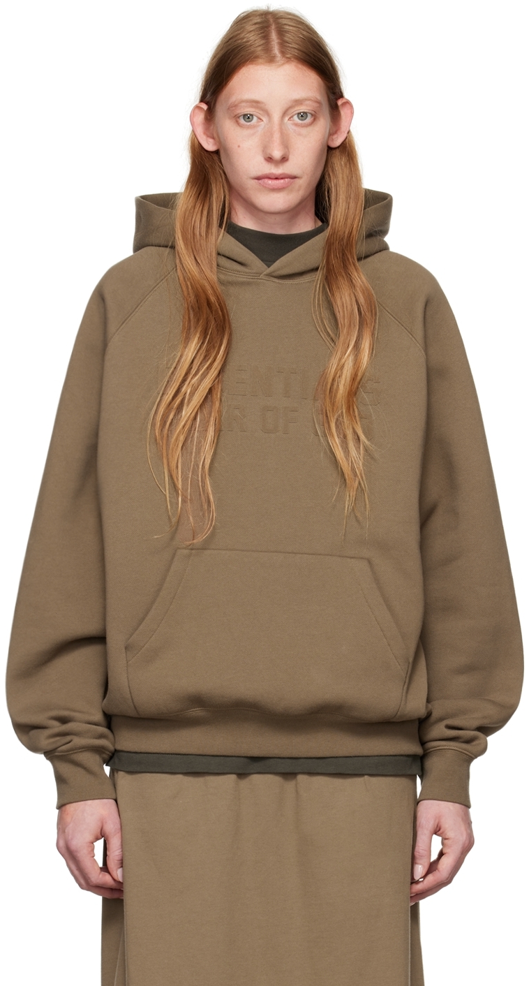 Essentials Brown Raglan Hoodie SSENSE UK Essentials Brown Raglan Hoodie SSENSE UK