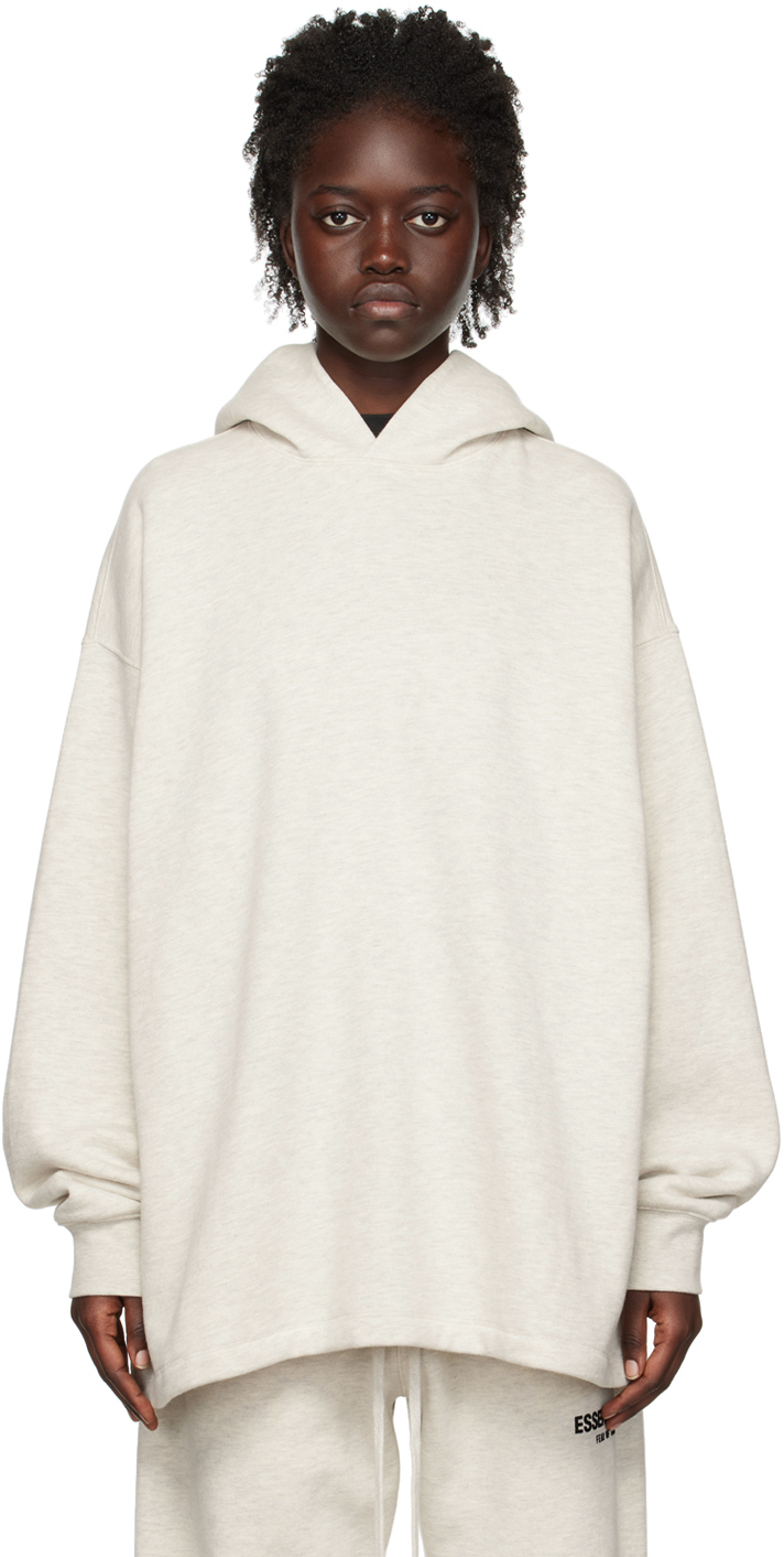 Essentials Off-white Relaxed Hoodie In Light Oatmeal