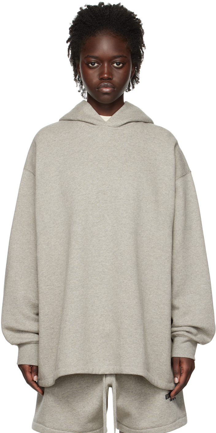 Essentials: Gray Relaxed Hoodie | SSENSE UK