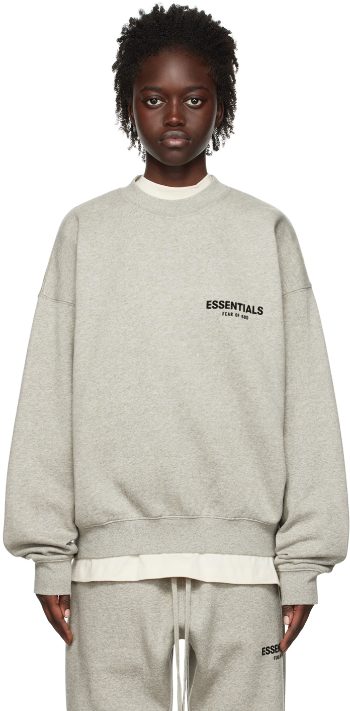 Essentials: Gray Crewneck Sweatshirt | SSENSE Canada