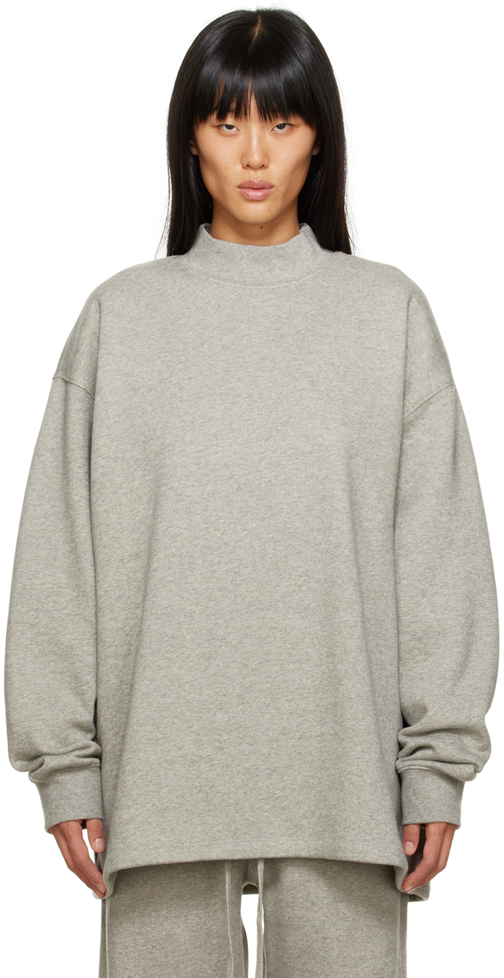 Essentials Grey Relaxed Sweatshirt In Dark Oatmeal