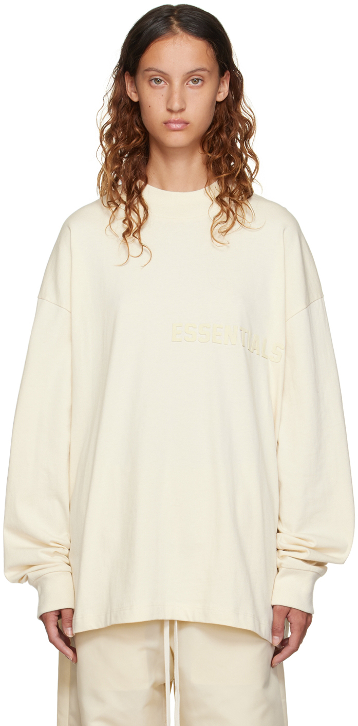 Essentials Off-White Cotton Long Sleeve T-Shirt