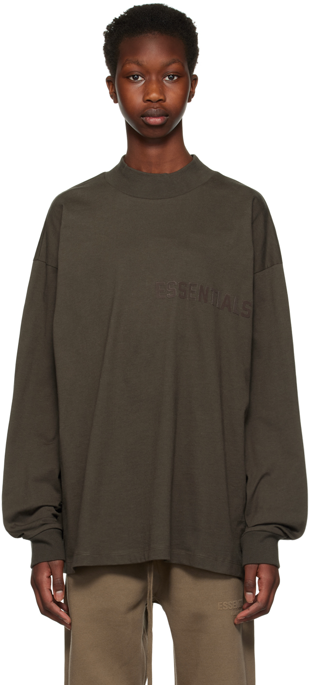 Gray Flocked Long Sleeve T-Shirt by Fear of God ESSENTIALS on Sale