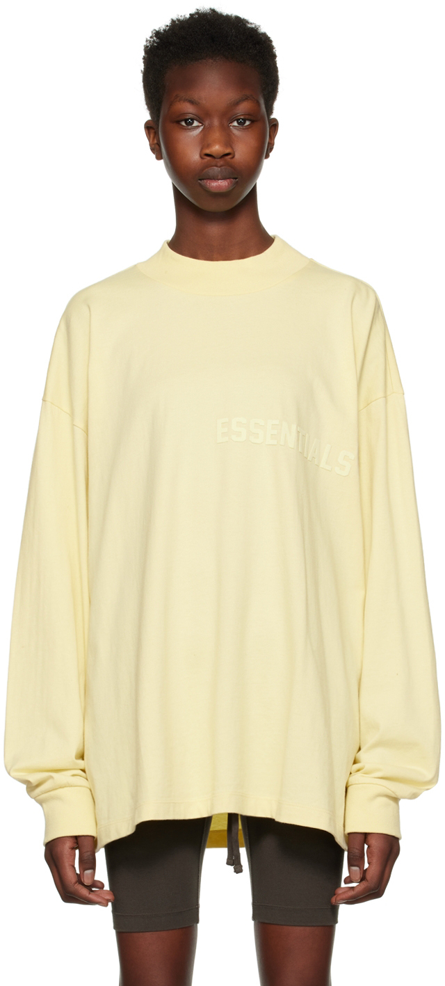 Yellow Flocked Long Sleeve T-Shirt by Fear of God ESSENTIALS on Sale