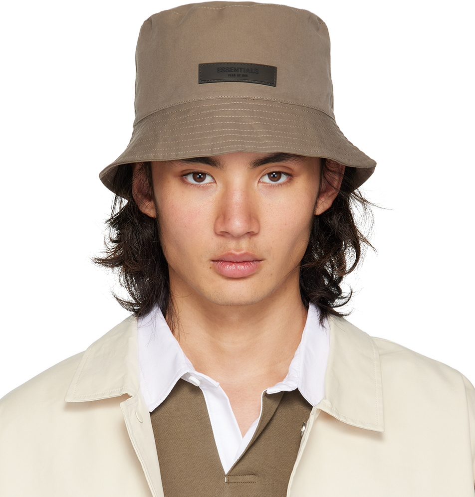 Essentials Brown Twill Bucket Hat SSENSE UK