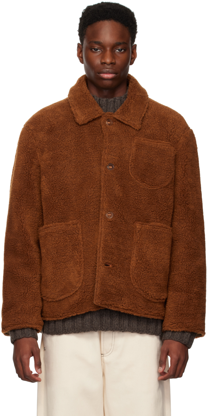 YMC Beach Jacquard Fleece Jacket - Brown Multi